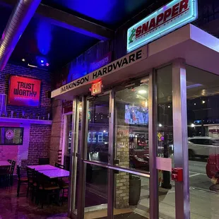 the entrance to the restaurant