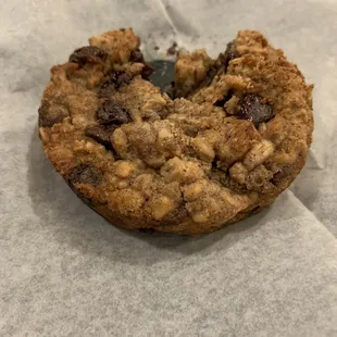 a half eaten chocolate chip cookie