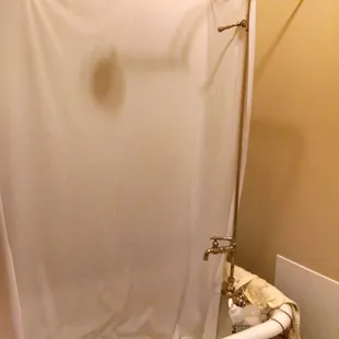 I enjoyed this old style bathtub and shower!