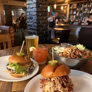 two plates of food on a table