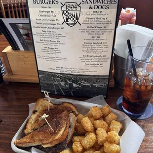 Patty "Felt" with Tots and a Diet Coke.