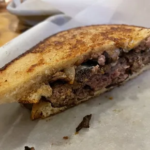 Half of their version of a patty melt