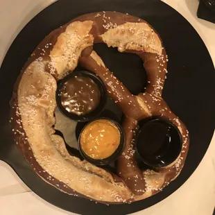 Yummy pretzels and dips