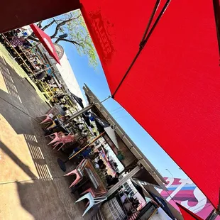 Outdoor seating with live music