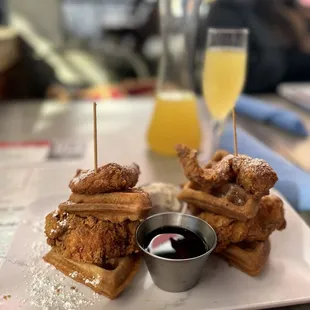 Chicken and waffle tower