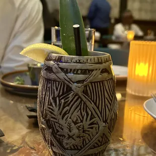 Some kind of spicy jalapeño cocktail. Perfect.