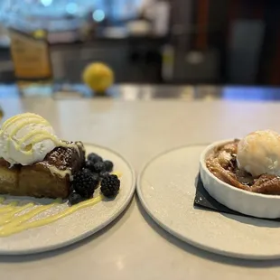 Donut Bread Pudding and Stone Fruit Clafoutis