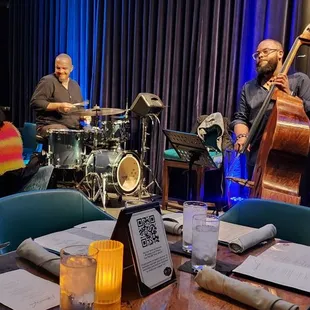 a jazz band performing in a restaurant