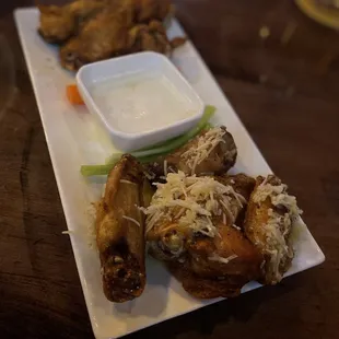 Lemon pepper wings and garlic Parmesan wings