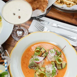 Hamachi Ceviche Grilled Avocado, Cucumber, Ginger &amp; Jalapeño Vinaigrette