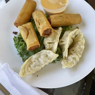Potstickers and spring rolls