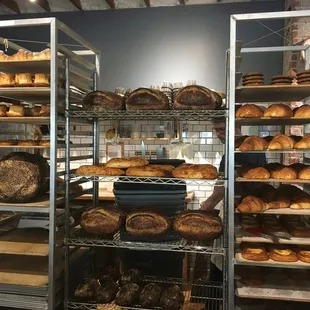 shelves of bread and pastries