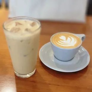 Iced  latte coffee and cappuccino