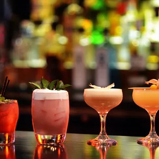 three different cocktails