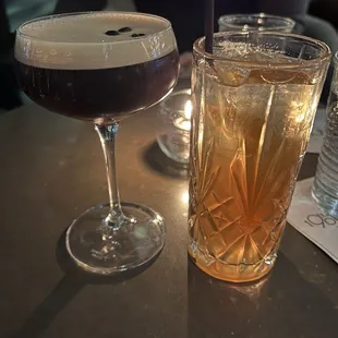 Espresso martini and OG gin and tonic