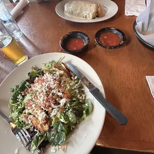 Grilled chicken salad is amazing! And burrito chignon chimi style