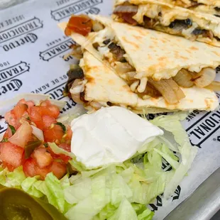 quesadilla and salad