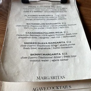 Drink menu