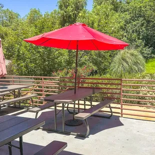 Outdoor picnic tables