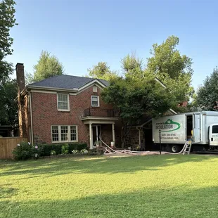 Attic insulation retrofit in Oklahoma City's Historic Linwood Place neighborhood.
