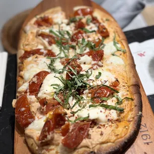 Garden flat bread pizza is perfectly crisp and tasty
