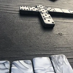 domino pieces laid out on a table