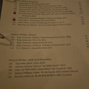 menu