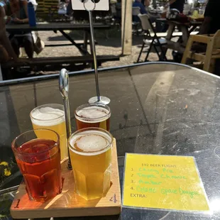 My 4 beer sampler. Loved the Coconut Porter and Cherry beer