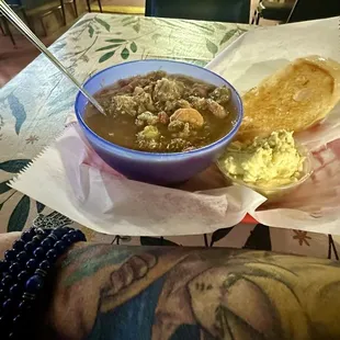 The gumbo. This is a &quot;cup&quot;, the bowl would be meal &amp; a 1/2!