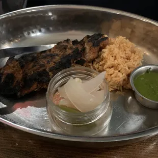 Pork sliced with rice and sauce