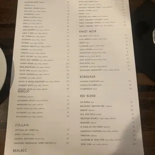 drink menu