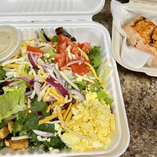 Huge side salad with salmon