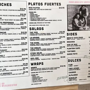 Menu as of 06/07/2023