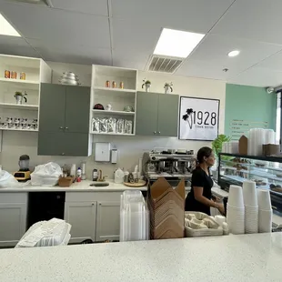 the interior of a cafe