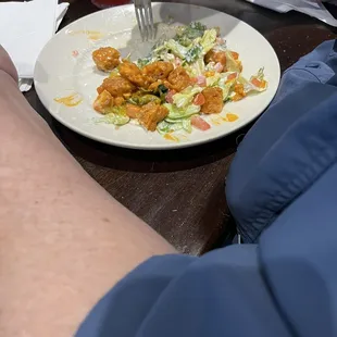 Half eaten buffalo chicken salad