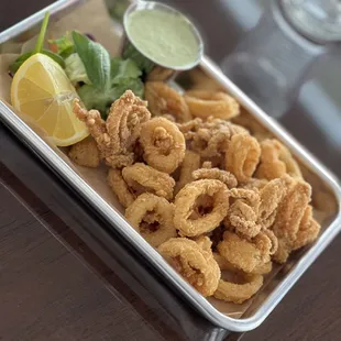 Calamari with a spicy aioli sauce