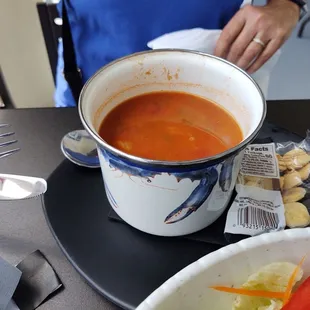 Crab soup. Not great... Made with frozen veggies....