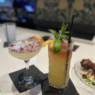 Yummy drinks and appetizers