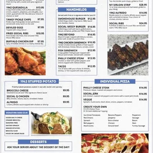 a sample of the menu