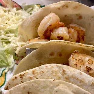 shrimp tacos and coleslaw