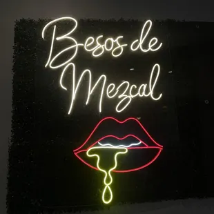 Neon art near the restroom