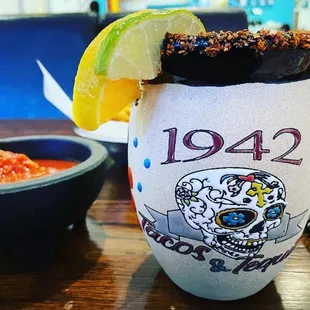 Mezcal cantarito with Tajin rim