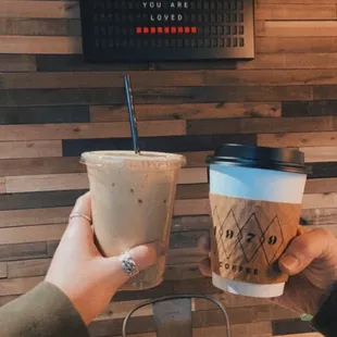 Iced vanilla latte &amp; hot latte