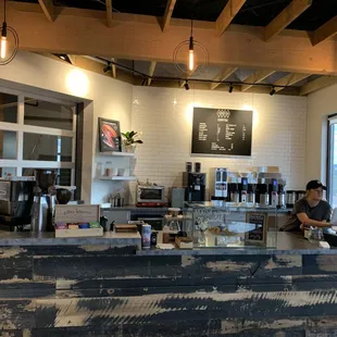 Inside the coffee shop.