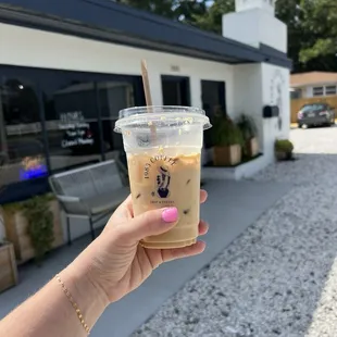 Toasted coconut iced latte