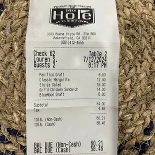 This is our bill. Prices are pretty fair!