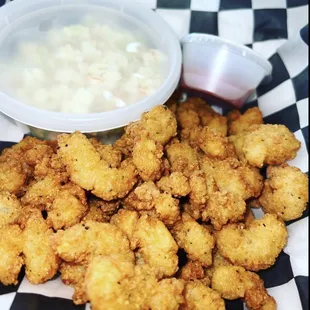 Shrimp basket w a side of coleslaw