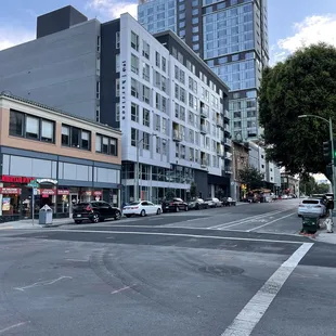 New buildings by his bar