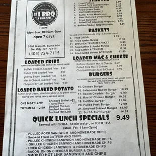 Lunch special menu Feb 2024