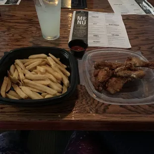 Naked wings and fries